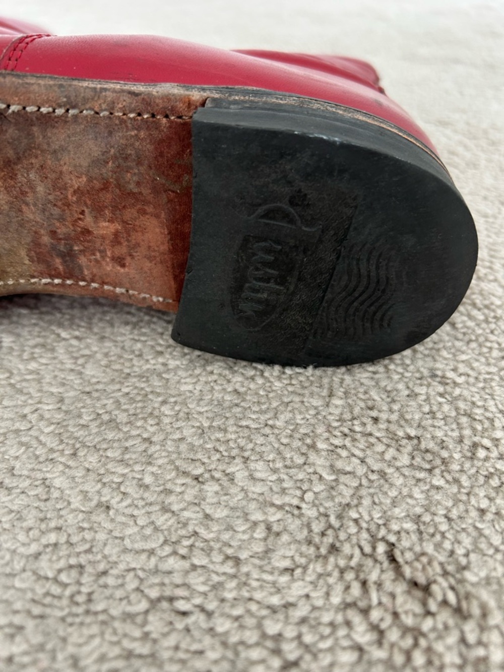 Vintage Red Leather Lace-Up Women's Justin Boots - Picture 5 of 5